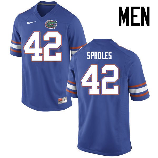 Florida Gators Men #42 Nick Sproles College Football Jerseys Blue